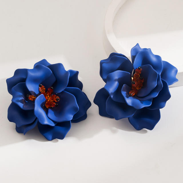 ZARA same design colorful acrylic petal flower holiday big earrings