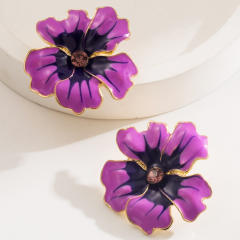 Holiday color enamel alloy flower petal big earrings