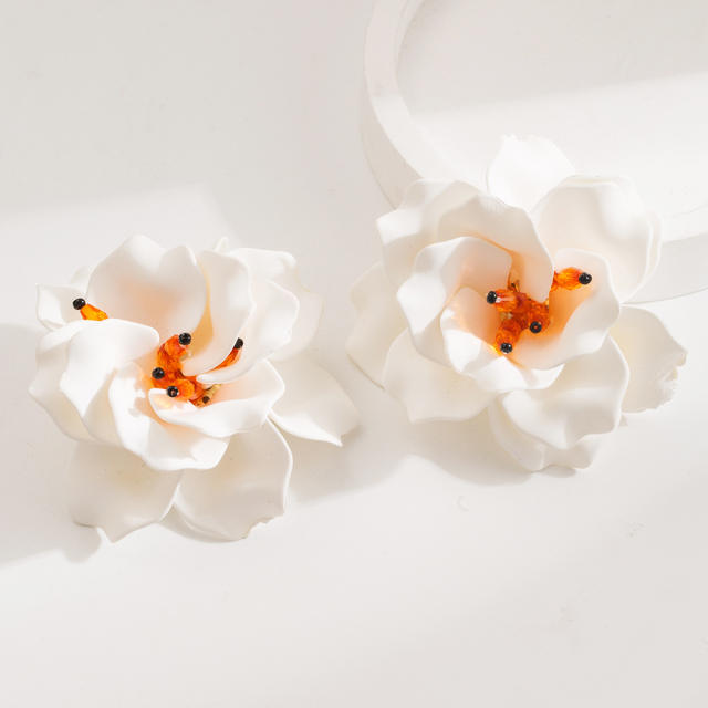 ZARA same design colorful acrylic petal flower holiday big earrings