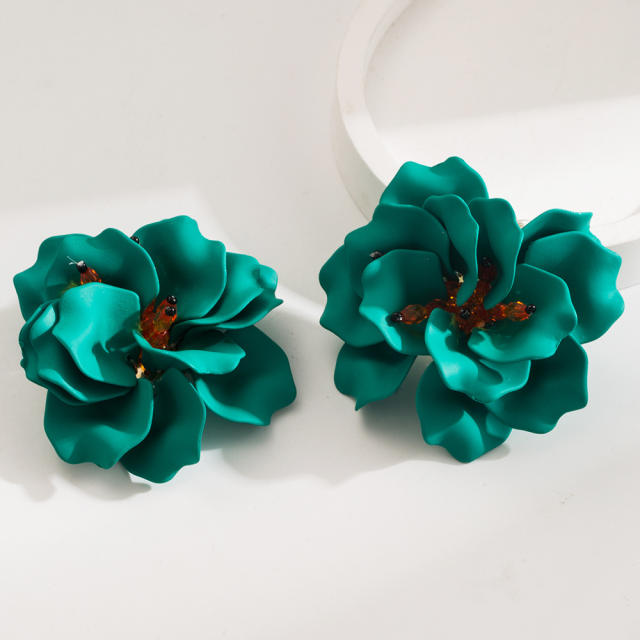 ZARA same design colorful acrylic petal flower holiday big earrings