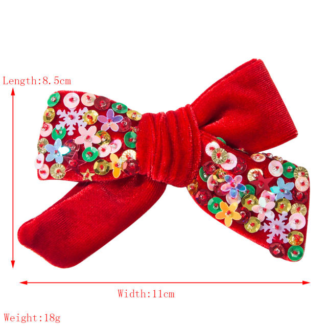 Velvet bow chrismtas hair clips