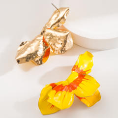 Boho color enamel alloy flower big earrings