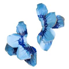 Boho color enamel alloy flower big earrings