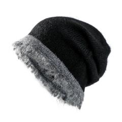 Winter mix color knitted wood yarn beanie cap