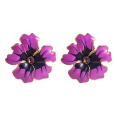 Holiday color enamel alloy flower petal big earrings