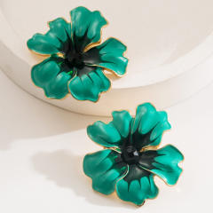Holiday color enamel alloy flower petal big earrings