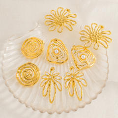 Personality geometric flower stainless steel big earrings collection