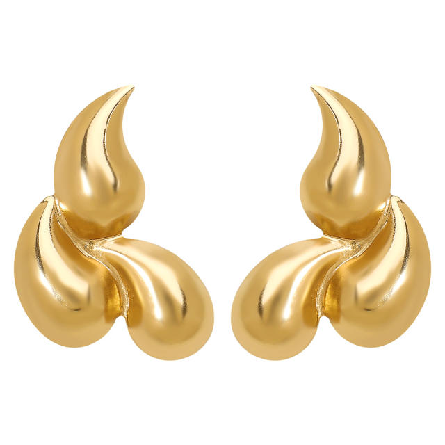 Hot sale gold color chunky big metal earrings collection heart earrings