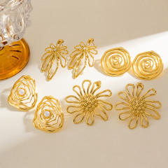 Personality geometric flower stainless steel big earrings collection