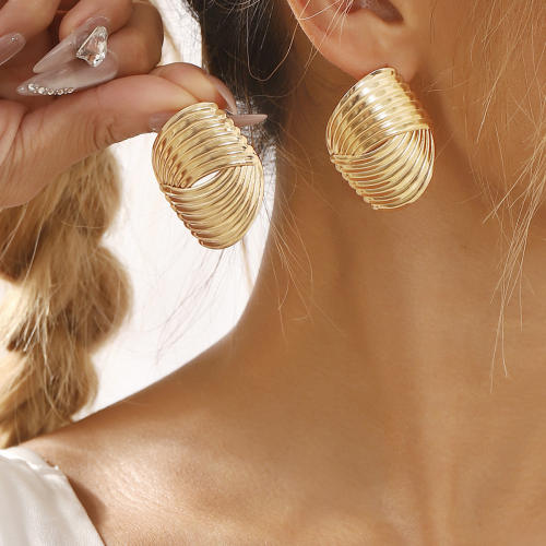 Vintage gold color geometric big metal earrings collection