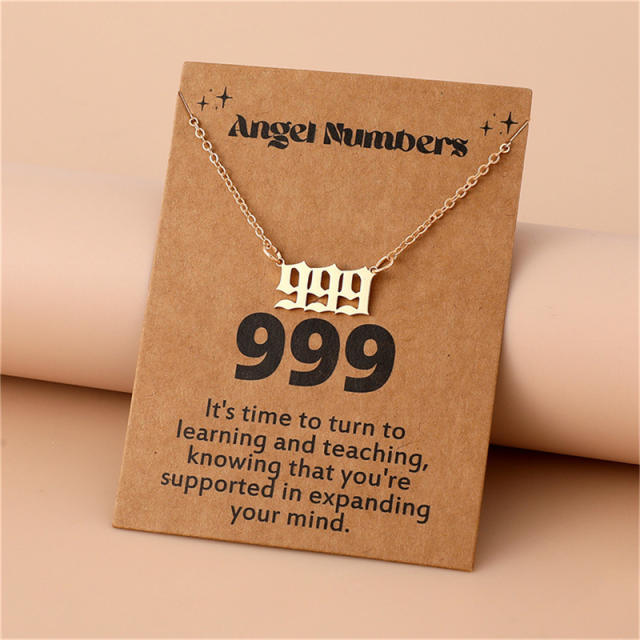 Amazon hot sale stainless steel angel number necklace with card