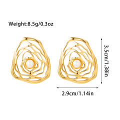 Personality geometric flower stainless steel big earrings collection