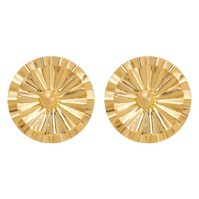 Hot sale gold color geometric fold fan shape big earrings collection