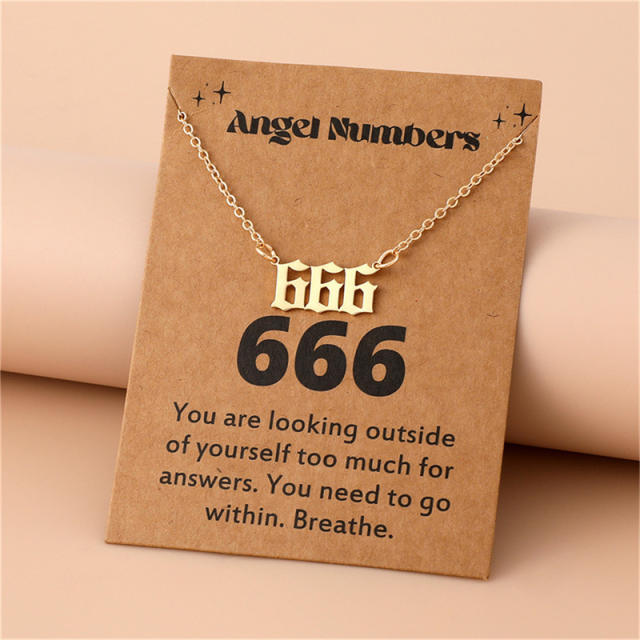 Amazon hot sale stainless steel angel number necklace with card