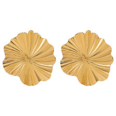 Hot sale gold color geometric fold fan shape big earrings collection