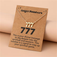 Amazon hot sale stainless steel angel number necklace with card