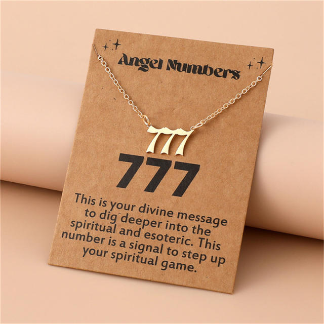 Amazon hot sale stainless steel angel number necklace with card
