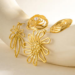 Personality geometric flower stainless steel big earrings collection