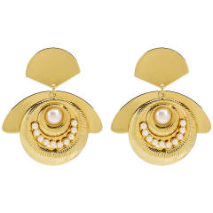 Chunky gold silver color big dangle earrings metal earrings