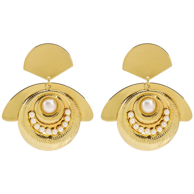 Chunky gold silver color big dangle earrings metal earrings
