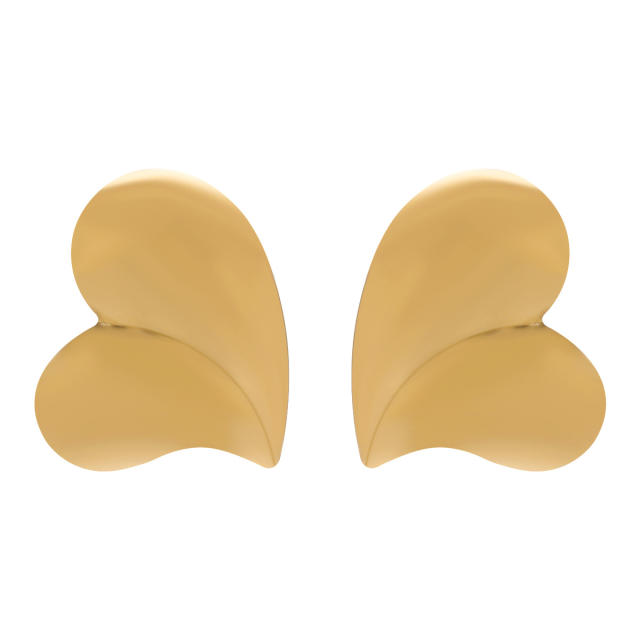 Hot sale gold color chunky big metal earrings collection heart earrings