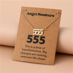 Amazon hot sale stainless steel angel number necklace with card
