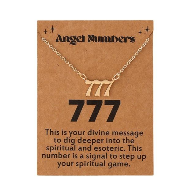 Amazon hot sale stainless steel angel number necklace with card