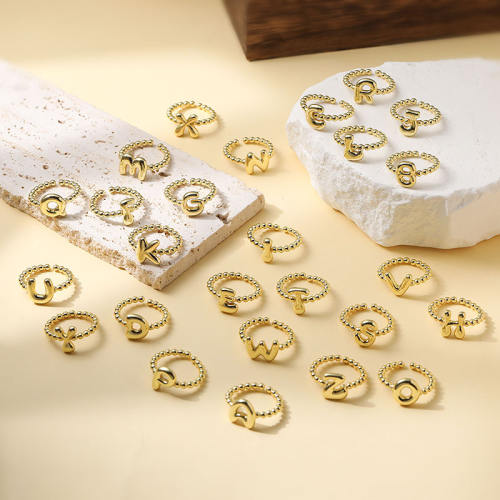18KG copper bubble letter initial letter finger rings