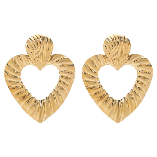 Hot sale gold color chunky big metal earrings collection heart earrings