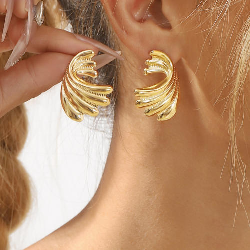 Vintage gold color geometric big metal earrings collection