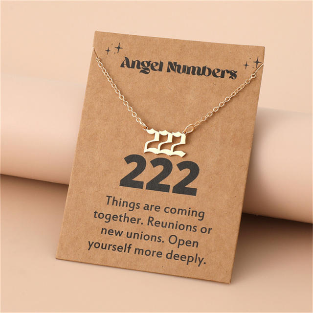 Amazon hot sale stainless steel angel number necklace with card