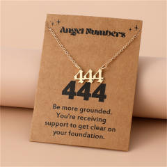 Amazon hot sale stainless steel angel number necklace with card