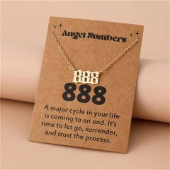 Amazon hot sale stainless steel angel number necklace with card