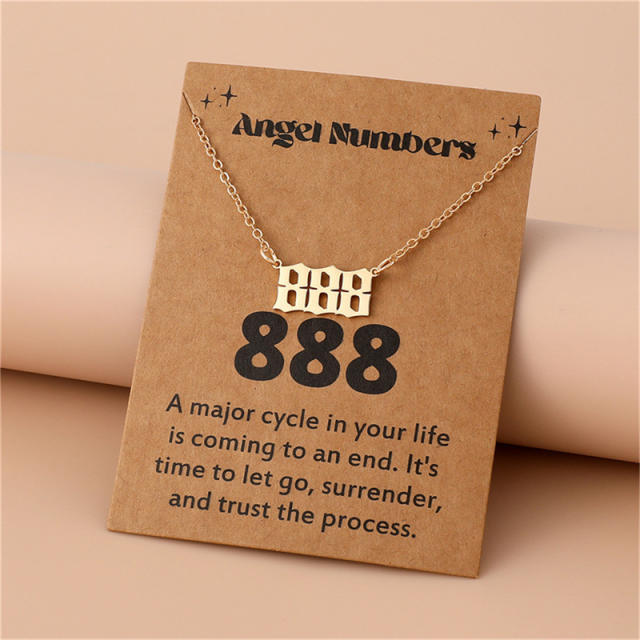 Amazon hot sale stainless steel angel number necklace with card
