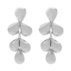 Chunky leaf drop big metal earrings
