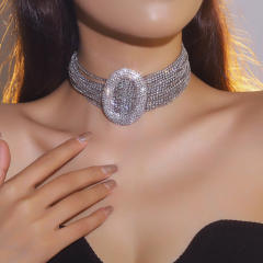 Luxury full diamond wedding party choker necklace