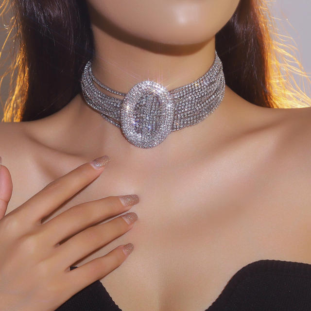 Luxury full diamond wedding party choker necklace