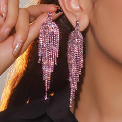 Sweet pink full diamond dangle earrings party earrings