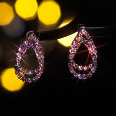 Sweet pink full diamond dangle earrings party earrings