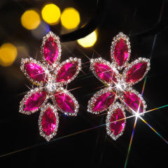 Luxury colorful glass crystal statement big earrings