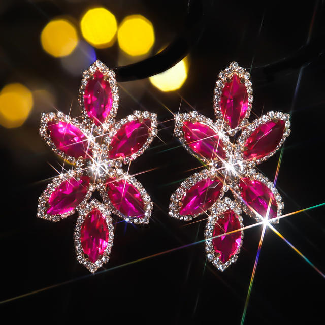 Luxury colorful glass crystal statement big earrings