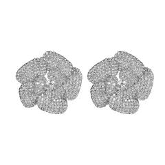 Hot sale full diamond big flower women earrings party earrings