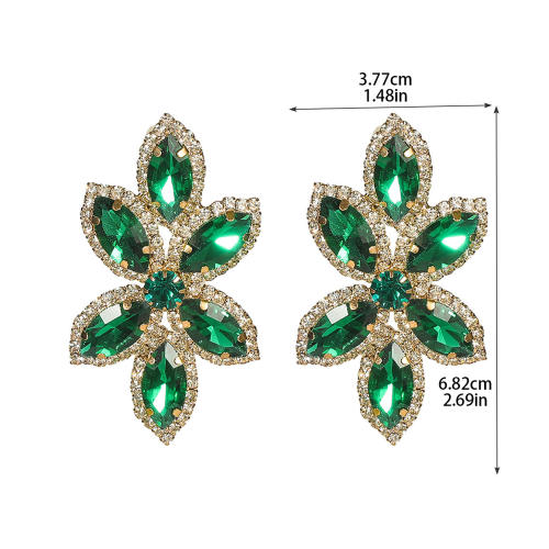 Luxury colorful glass crystal statement big earrings