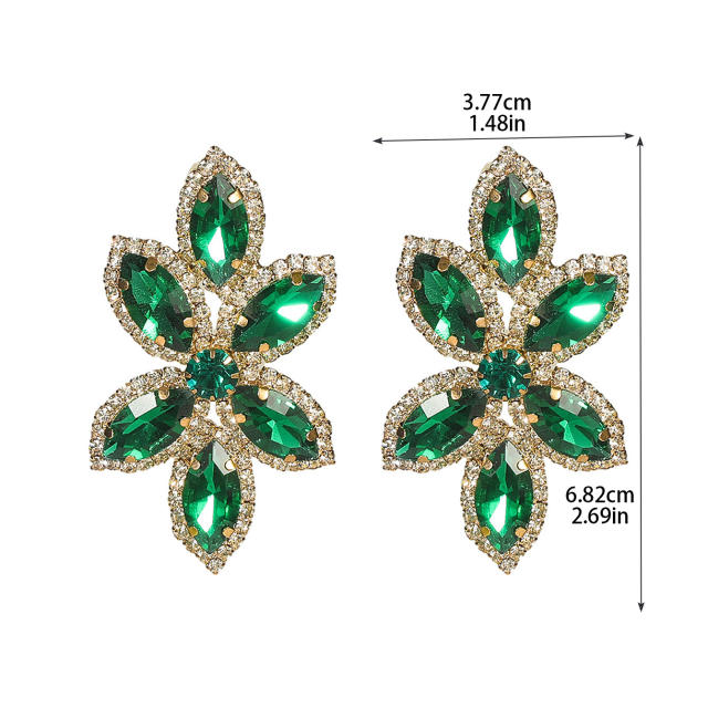 Luxury colorful glass crystal statement big earrings
