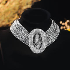 Luxury full diamond wedding party choker necklace