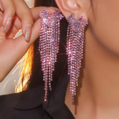 Sweet pink full diamond dangle earrings party earrings
