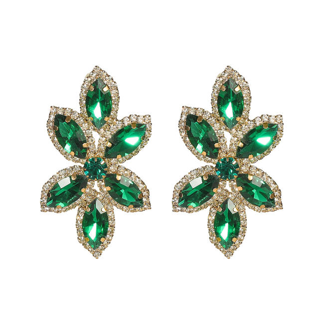 Luxury colorful glass crystal statement big earrings