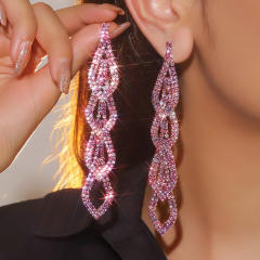 Sweet pink full diamond dangle earrings party earrings