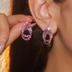Sweet pink full diamond dangle earrings party earrings