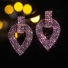 Sweet pink full diamond dangle earrings party earrings